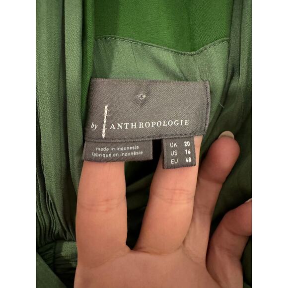 Anthropologie Deep V-Neck Vibrant Mini Dress - Green - Size 16 - Picture 9 of 9